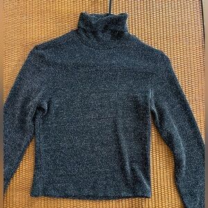 H&M Silver Glitter Black Turtleneck, size Small